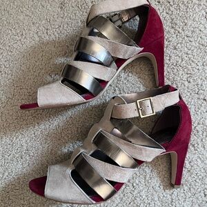 Calvin Klein Heels Sandals Shoes sz 6.5 Tan Red